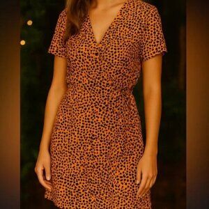 J. Crew Orange and Black Patterned Dress